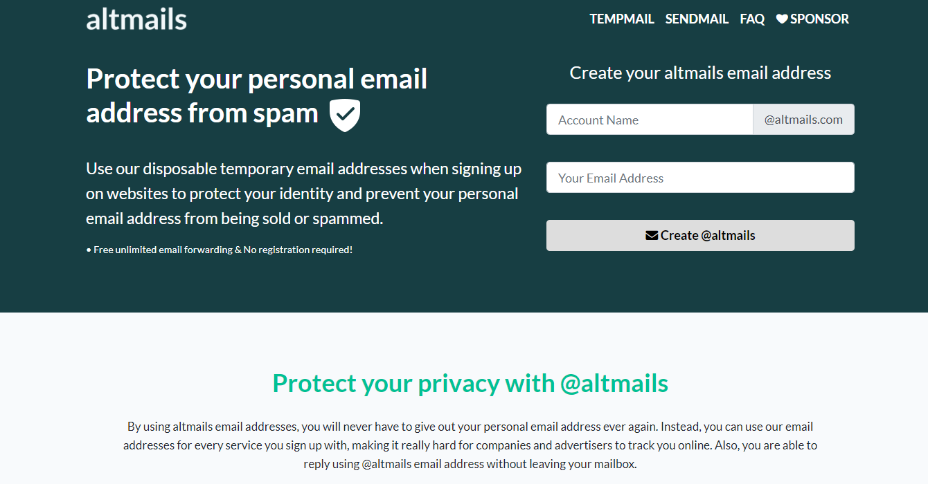 Altmails Disposable Temporary Email Addresses Which Forward